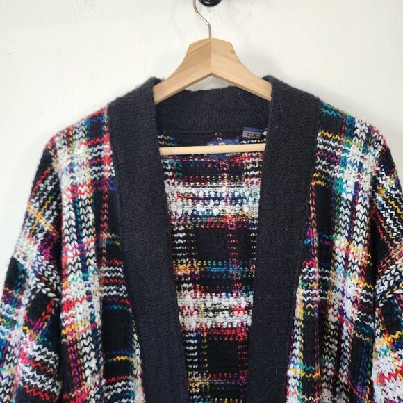 Vintage Leroy Knitwear Cardigan Sweater Small Plaid Checkered Thick Pockets - Picture 2 of 7